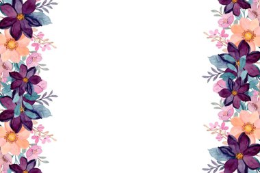 suluboya çiçek çerçevesi, tasarım için arkaplan, pastel renkler