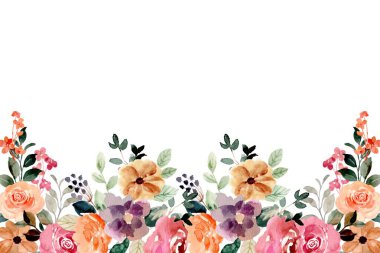 Çiçeksiz suluboya sınırı. El çizimi resimleme beyaz arkaplanda izole edildi.