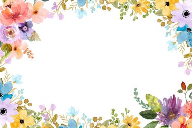 suluboya çiçekler tasarım için çerçeve vektörü.