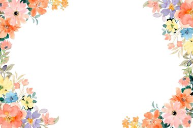 suluboya çiçek çerçevesi, tasarım için arkaplan,