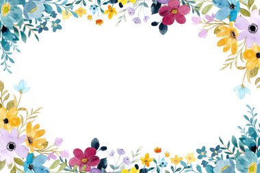 suluboya çiçek çerçevesi, tasarım için arkaplan,