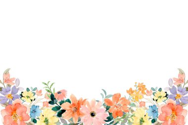 suluboya çiçek çerçevesi, tasarım için arkaplan,