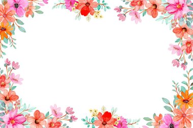 Çiçeksiz suluboya sınırı. El çizimi resimleme beyaz arkaplanda izole edildi.