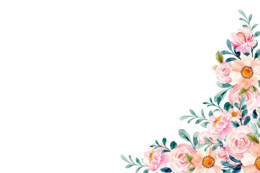 Tasarım için suluboya çiçek çerçevesi arkaplanı.