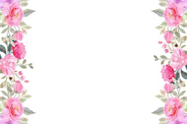 Tasarım için suluboya çiçek çerçevesi arkaplanı.