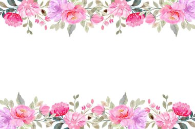 Tasarım için suluboya çiçek çerçevesi arkaplanı.