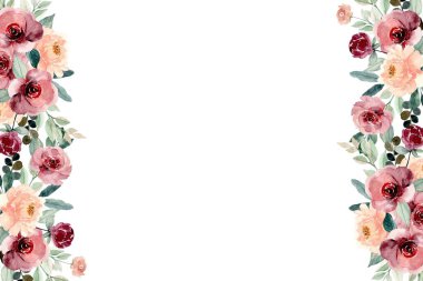 Tasarım için suluboya çiçek çerçevesi arkaplanı.