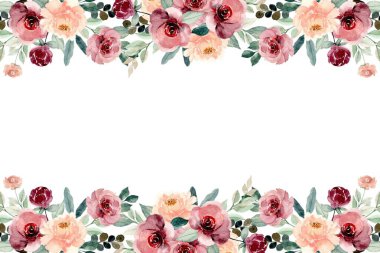 Tasarım için suluboya çiçek çerçevesi arkaplanı.