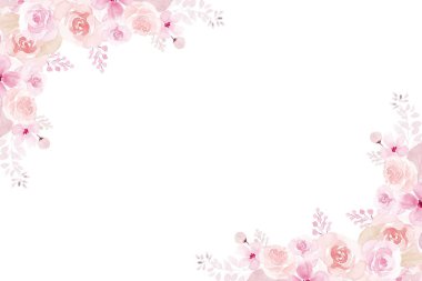 Tasarım için suluboya çiçek arka planı. Çiçek sınır çerçevesi şablonu.