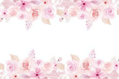 Tasarım için suluboya çiçek arka planı. Çiçek sınır çerçevesi şablonu.