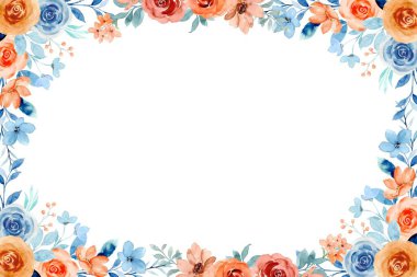 Tasarım için suluboya çiçek arka planı. Çiçek sınır çerçevesi şablonu.