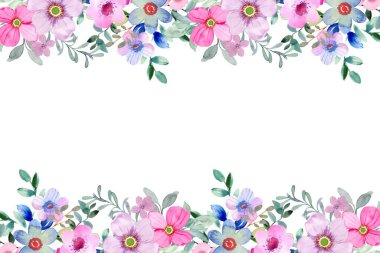 Tasarım için suluboya çiçek arka planı. Çiçek sınır çerçevesi şablonu.