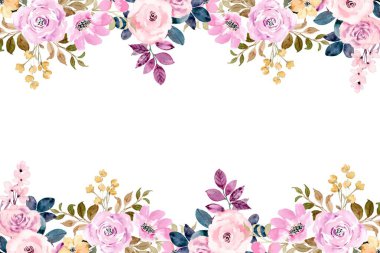 suluboya çiçek çerçevesi arkaplanı.