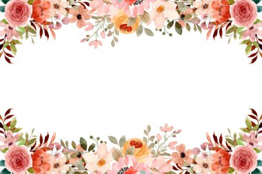 suluboya çiçek çerçevesi arkaplanı.