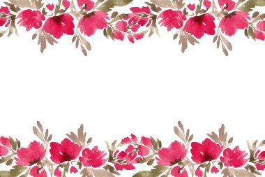 suluboya çiçekler tasarım için çerçeve. Çiçek sınır çerçevesi şablonu.