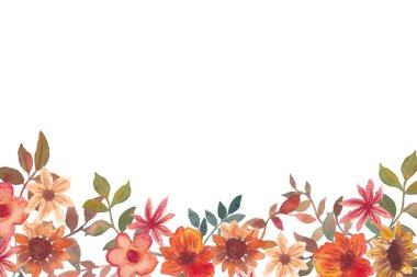 suluboya çiçekler tasarım için çerçeve. Çiçek sınır çerçevesi şablonu.