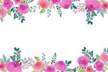 suluboya çiçekler tasarım için çerçeve. Çiçek sınır çerçevesi şablonu.