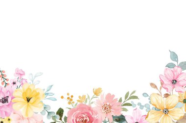 suluboya çiçekler tasarım için çerçeve. Çiçek sınır çerçevesi şablonu.