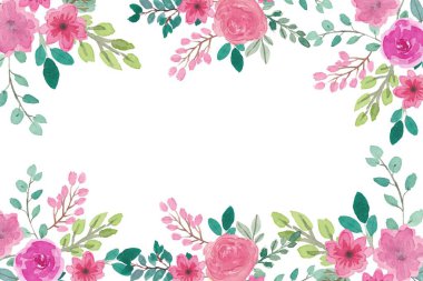 suluboya çiçekler tasarım için çerçeve. Çiçek sınır çerçevesi şablonu.