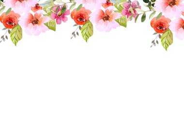 suluboya çiçekler tasarım için çerçeve. Çiçek sınır çerçevesi şablonu.