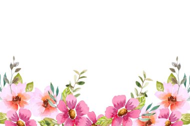 suluboya çiçekler tasarım için çerçeve. Çiçek sınır çerçevesi şablonu.