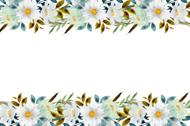 suluboya çiçekler tasarım için çerçeve. Çiçek sınır çerçevesi şablonu.