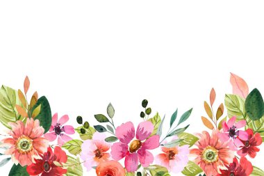 suluboya çiçekler tasarım için çerçeve. Çiçek sınır çerçevesi şablonu.