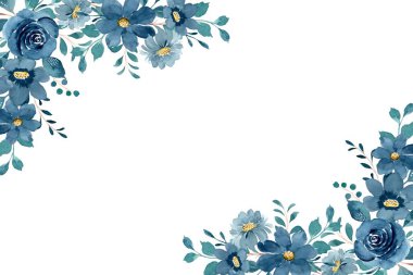 suluboya çiçekler tasarım için çerçeve. Çiçek sınır çerçevesi şablonu.