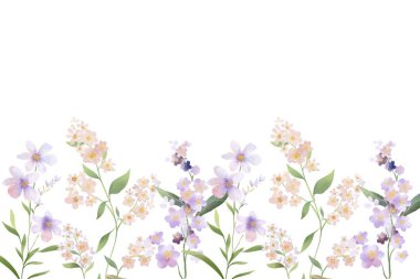 Beyaz arkaplanda suluboya çiçeksiz sınır çerçevesi.