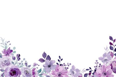 Beyaz arkaplanda suluboya çiçeksiz sınır çerçevesi.