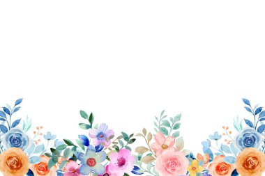 Beyaz arkaplanda suluboya çiçeksiz sınır çerçevesi.