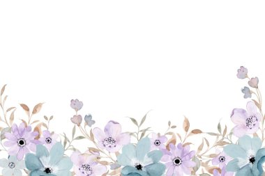 Beyaz arkaplanda suluboya çiçeksiz sınır çerçevesi.