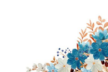 Tasarım için suluboya renkli çiçek çerçevesi arkaplanı.