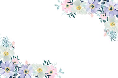 Tasarım için suluboya çiçek çerçevesi arkaplanı.