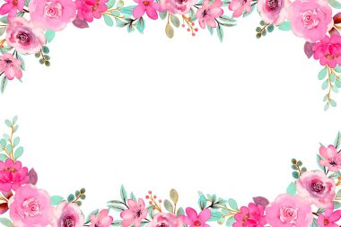 Tasarım için suluboya çiçek çerçevesi arkaplanı.