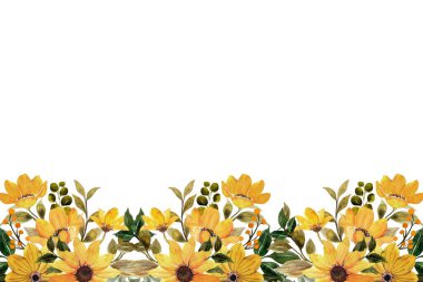 Tasarım için suluboya çiçek çerçevesi arkaplanı.