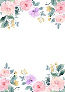 suluboya çiçekler tasarım için çerçeve vektörü.