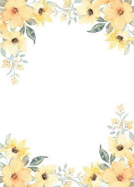 suluboya çiçekler tasarım için çerçeve vektörü.