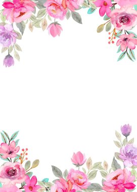 suluboya çiçekler tasarım için çerçeve vektörü.