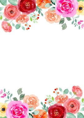 suluboya çiçekler tasarım için çerçeve vektörü.