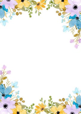 suluboya çiçekler tasarım için çerçeve vektörü.