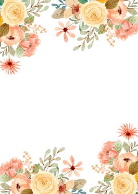 Tasarım için suluboya çiçek çerçevesi arkaplanı.