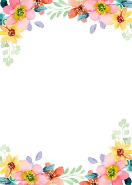 suluboya çiçek çerçevesi, tasarım için arkaplan,