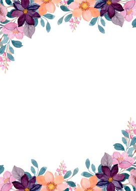 suluboya çiçek çerçevesi, tasarım için arkaplan,