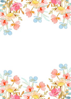 suluboya çiçek çerçevesi, tasarım için arkaplan.