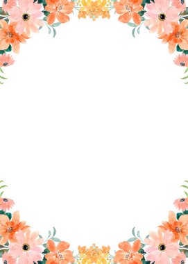 Düğün, doğum günü, kart, arkaplan, davetiye, duvar kağıdı, çıkartma, dekorasyon için suluboya çiçek sınırı.