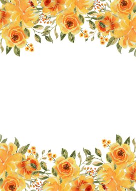 Düğün, doğum günü, kart, arkaplan, davetiye, duvar kağıdı, çıkartma, dekorasyon için suluboya çiçek sınırı.