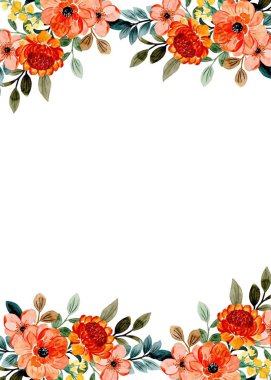 Çiçekli Çerçeve ile suluboya arka plan.