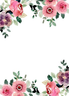 Çiçekli Çerçeve ile suluboya arka plan.