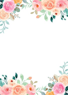 Çiçekli Çerçeve ile suluboya arka plan.